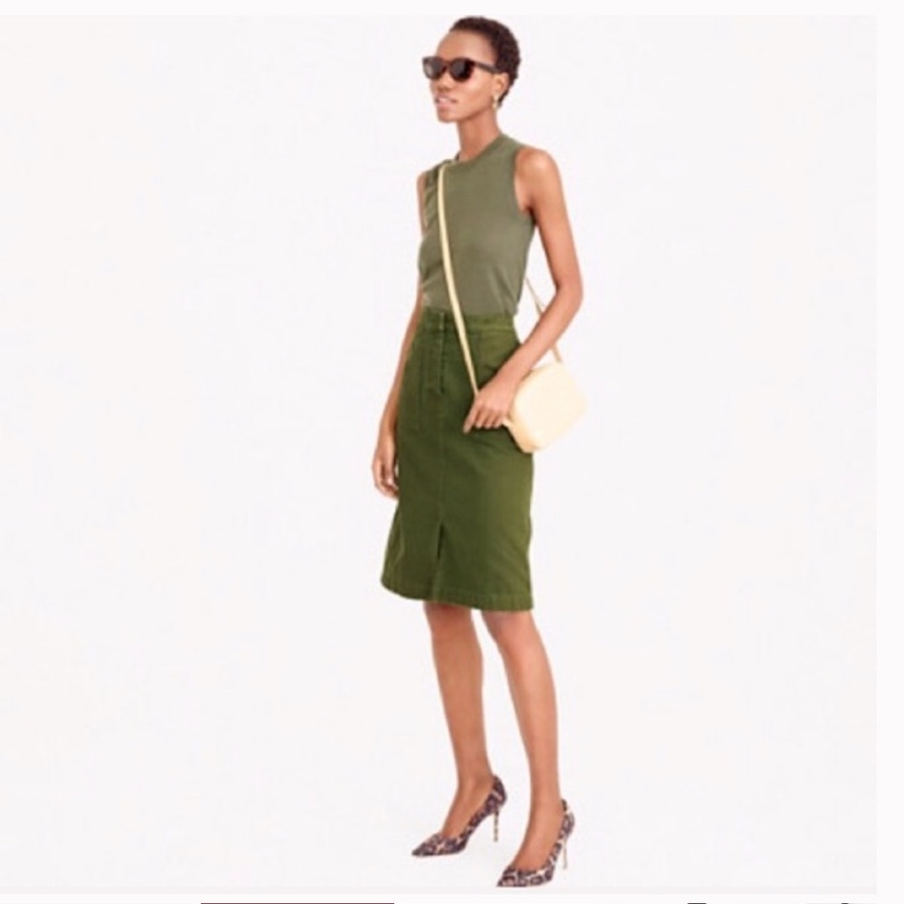 J. Crew high waisted military green A-Line Skirt